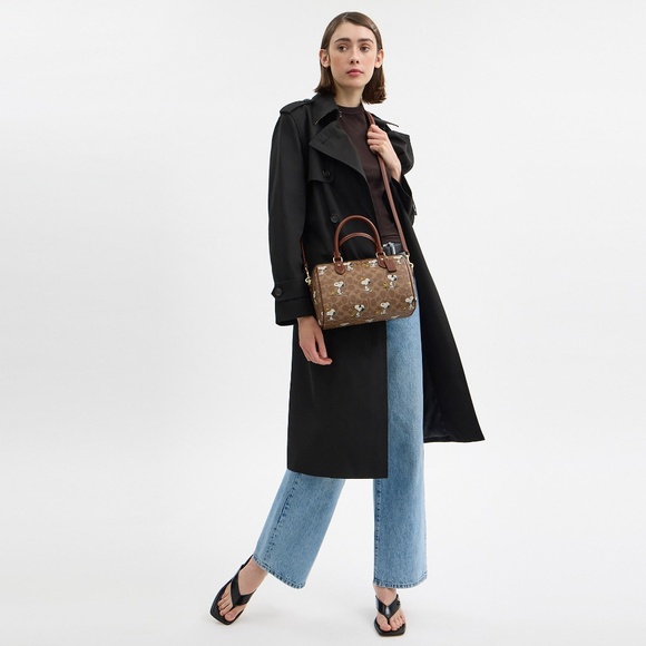 Coach X Peanuts Rowan Satchel Bag In Signature Canvas With Snoopy Print - Picture 2 of 6